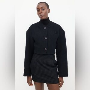 Acne Studios - Black Boucle Cotton Cropped Bomber Jacket